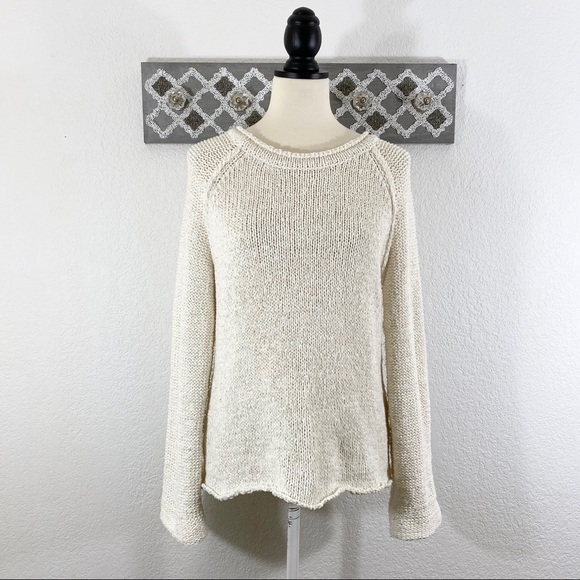 Elan Sweaters - Elan Ivory Cutout Sweater Chunky Knit, Size M